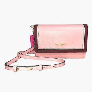 Kate Spade Crossbody Morgan dogwood colorblock saffiano peachy pink burgundy
